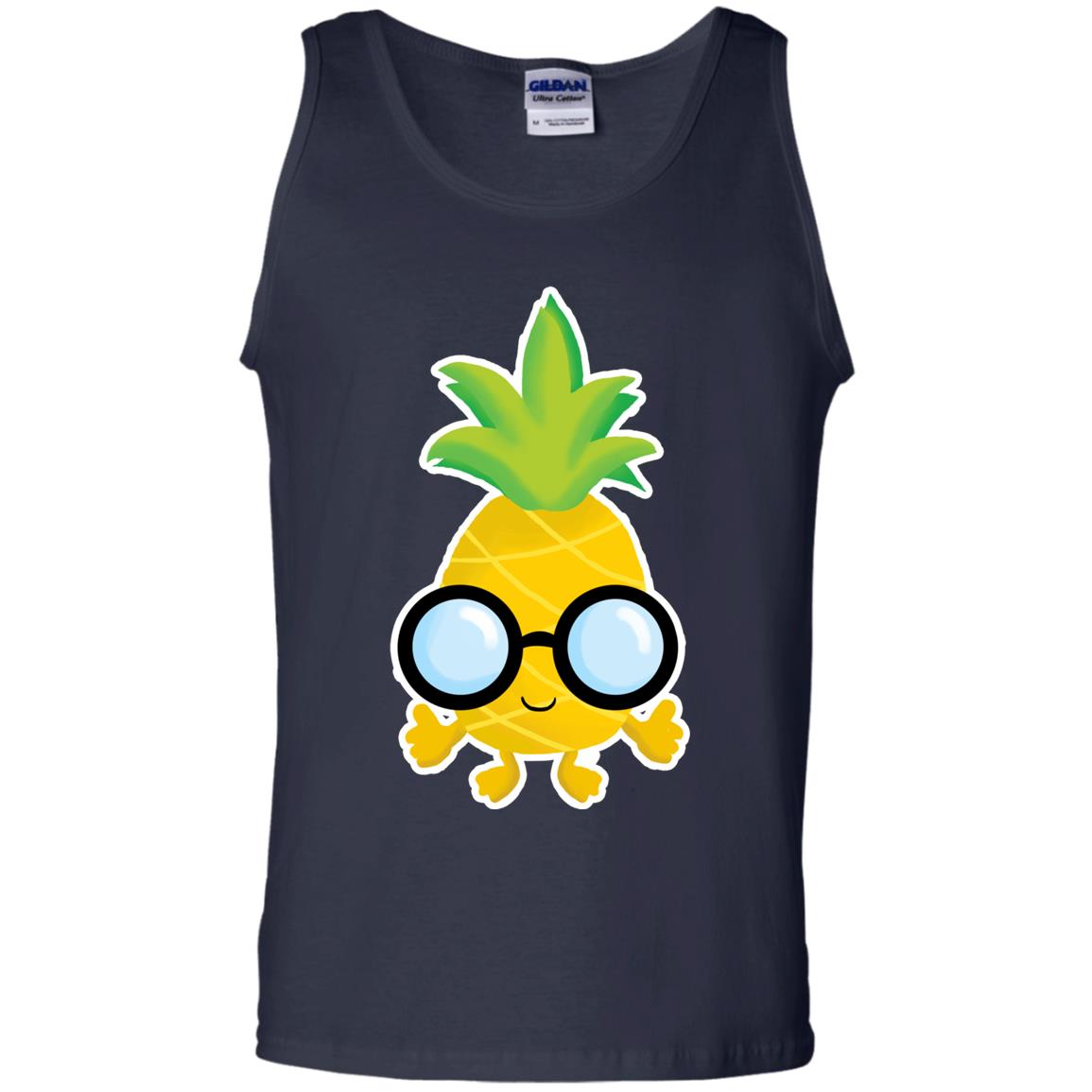 Funny Pineapple With Glasses For Boys Mens Shirt Navy