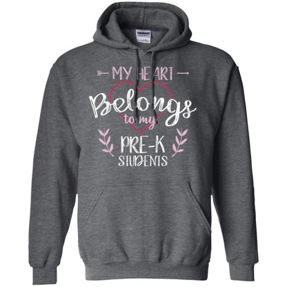 Teacher T-shirt My Heart Belongs To My Pre-k Students Dark Heather