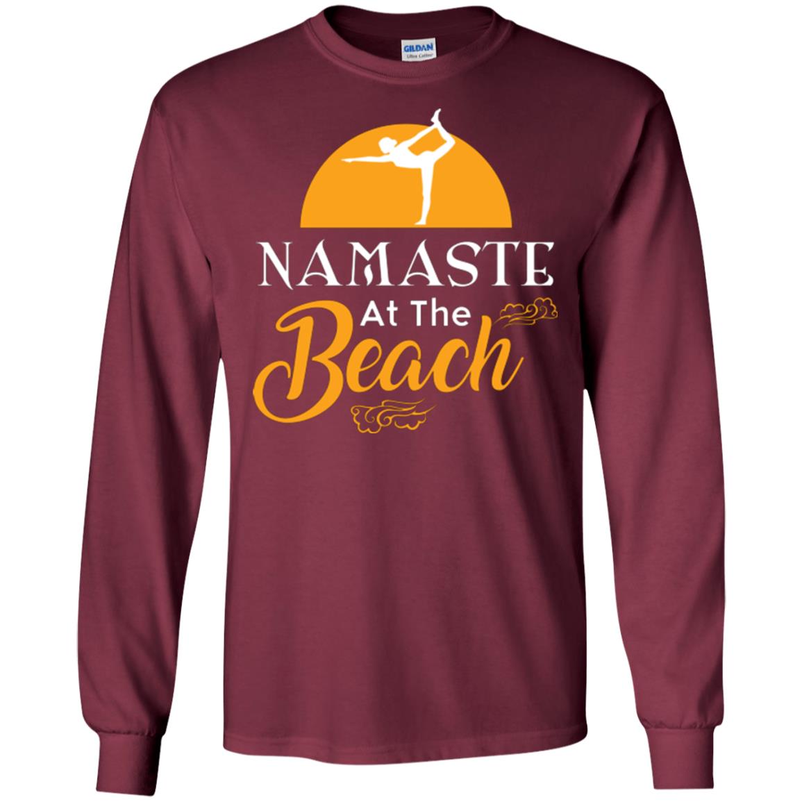 Yoga Lover T-shirt Namaste At The Beach Maroon