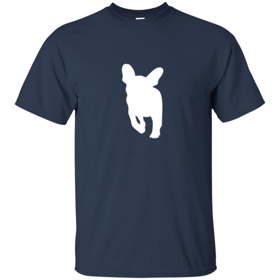 French Bulldog T-shirt White Silhouette Of Puppy Navy