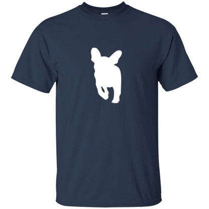 French Bulldog T-shirt White Silhouette Of Puppy Navy