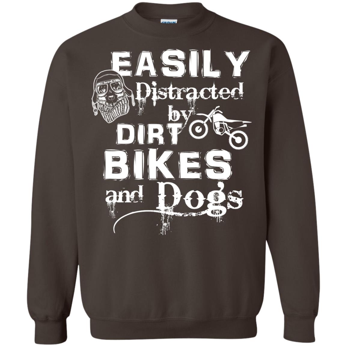Dogs And Bikes Lover T-shirt Easily Distracted By Dirt Bikes And Dogs Dark Chocolate