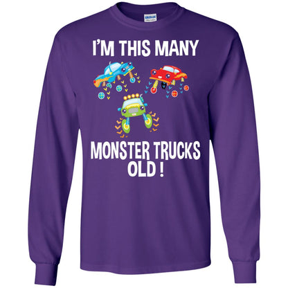 Birthday 3th Shirt Im This Many Monster Trucks Old Purple