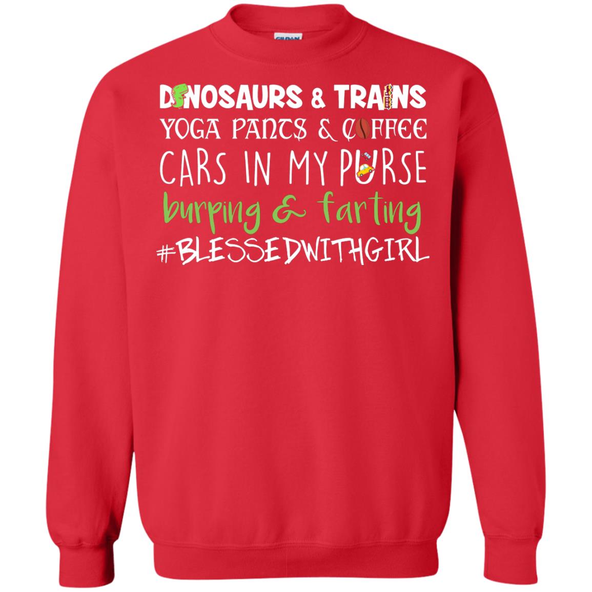 Dinosaurs And Trains Yoga Pants Coffee Cars In My Purse Buring Farting Mom Of Girls Shirt Red