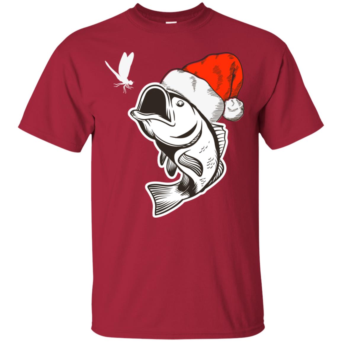 Bass Fishing Santa Hat Christmas Gift Shirt For Fishing Lovers Cardinal
