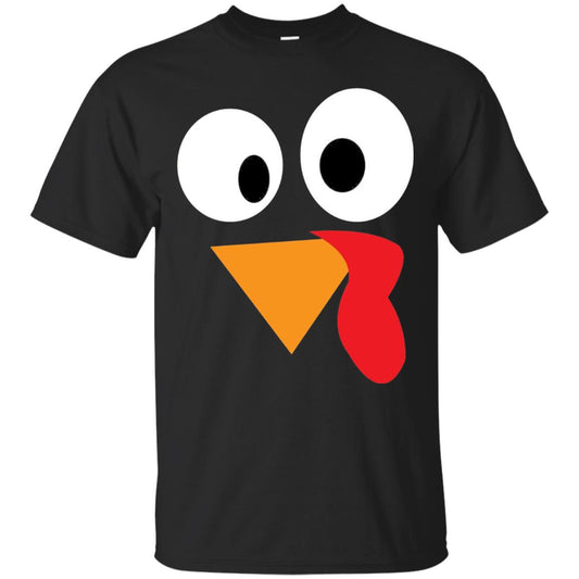 Happy Thanksgiving Funny Turkey Face T-shirt Black