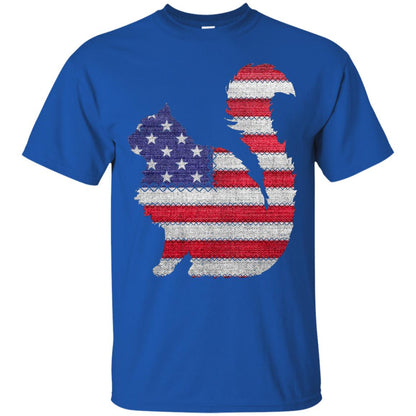 Patriotic Maine Coon American Flag Embroidery T-shirt Royal