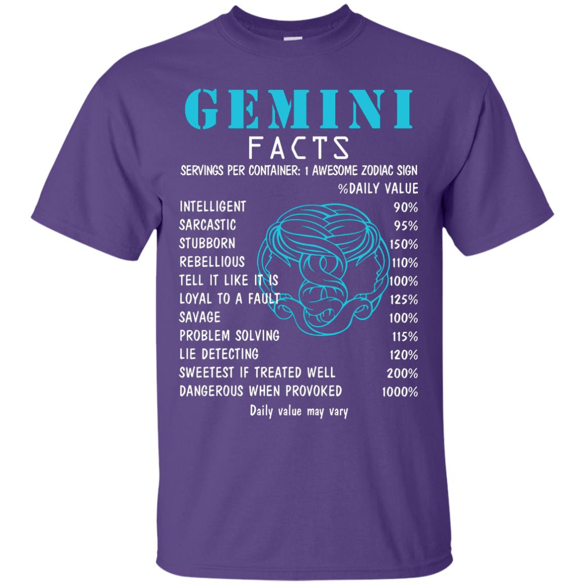 Gemini Facts 1 Awesome Zodiac Sign Gift Shirt For Gemini Horoscope Purple