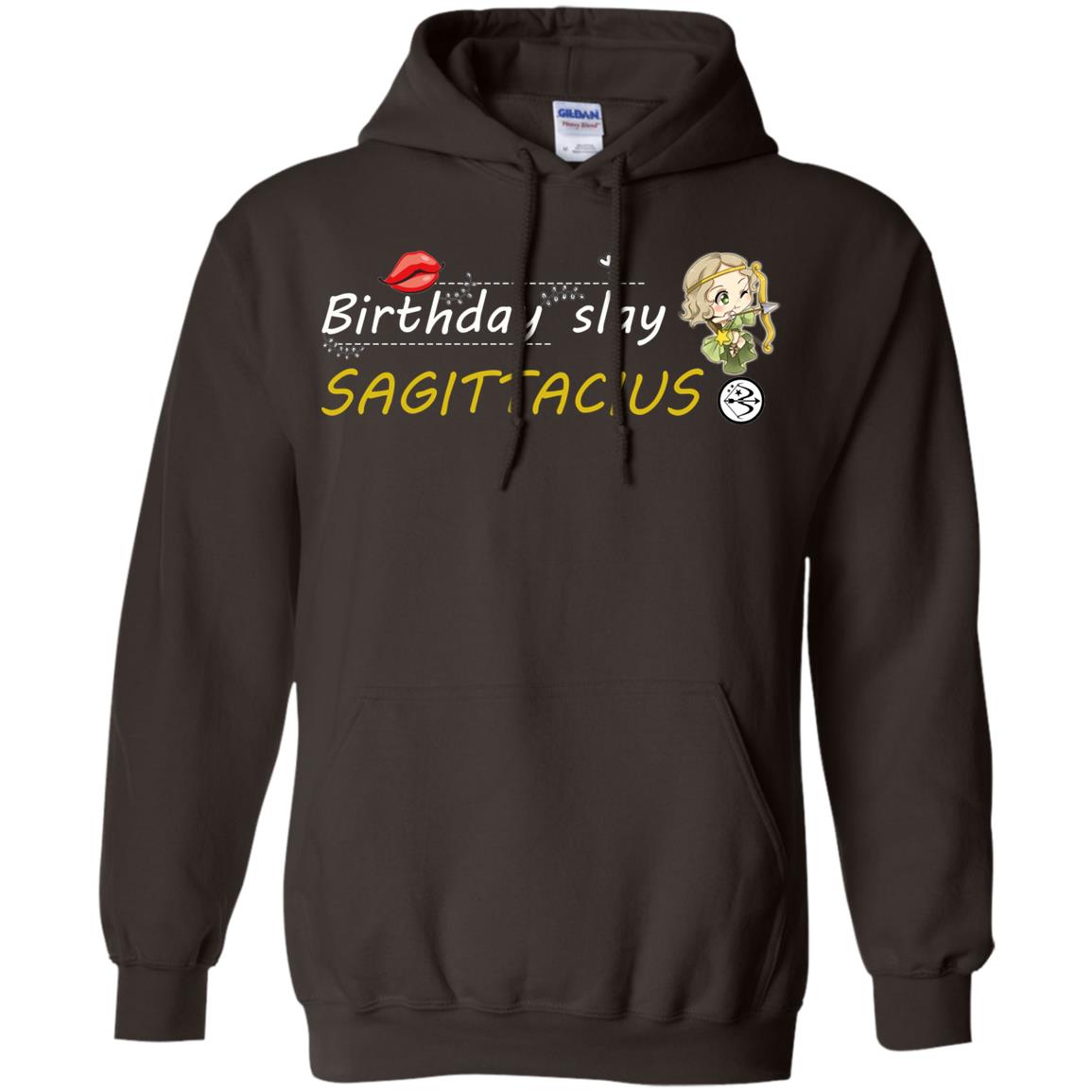 Cute Sagittarius Girl Birthday Lip Slay T-shirt Dark Chocolate