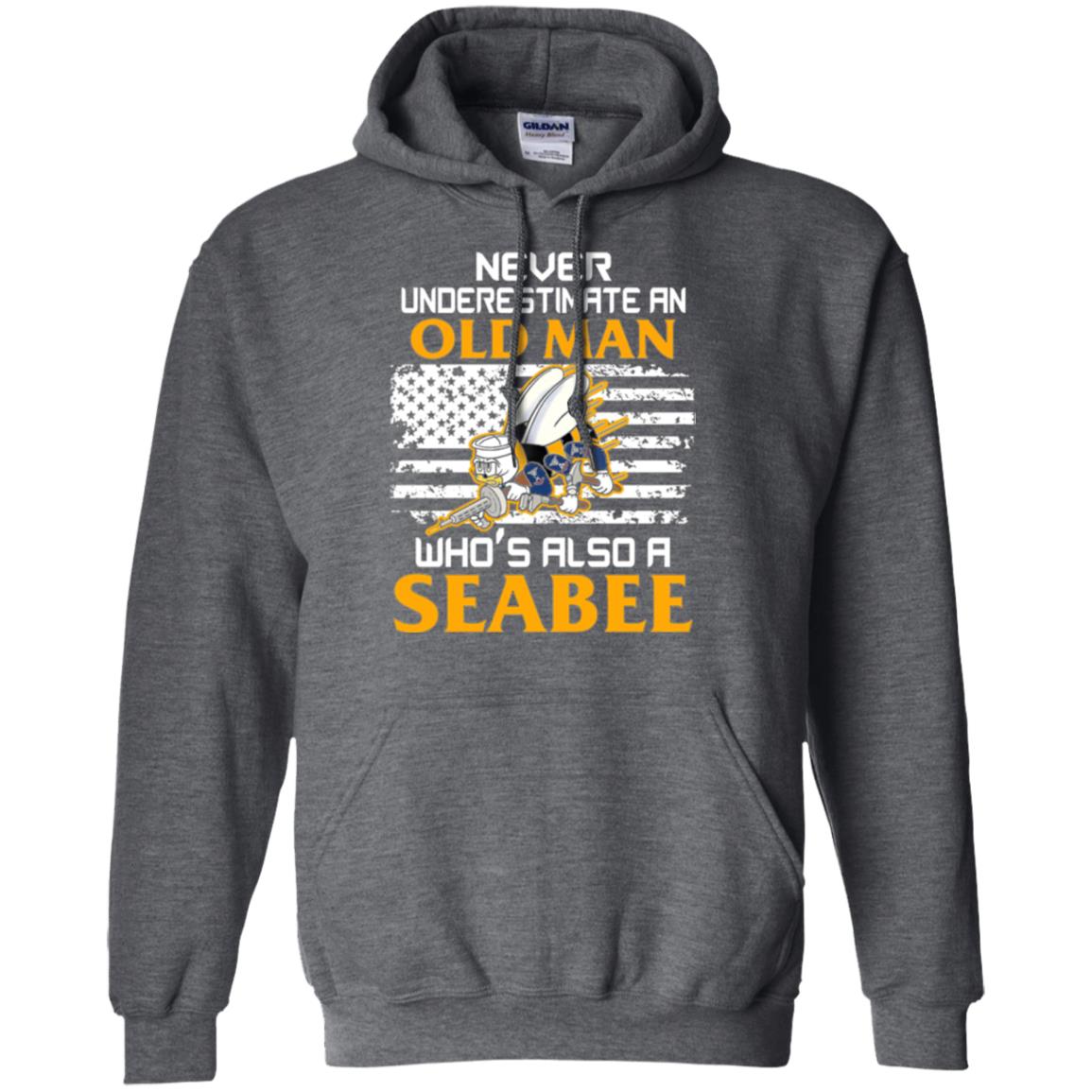 Navy Seabee Veteran T-shirt Never Underestimate An Old Man Dark Heather