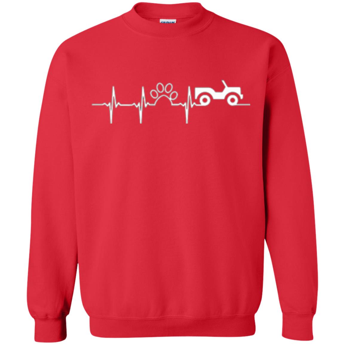 Cat Lovers T-shirt Jeep And Paw Heartbeat Red