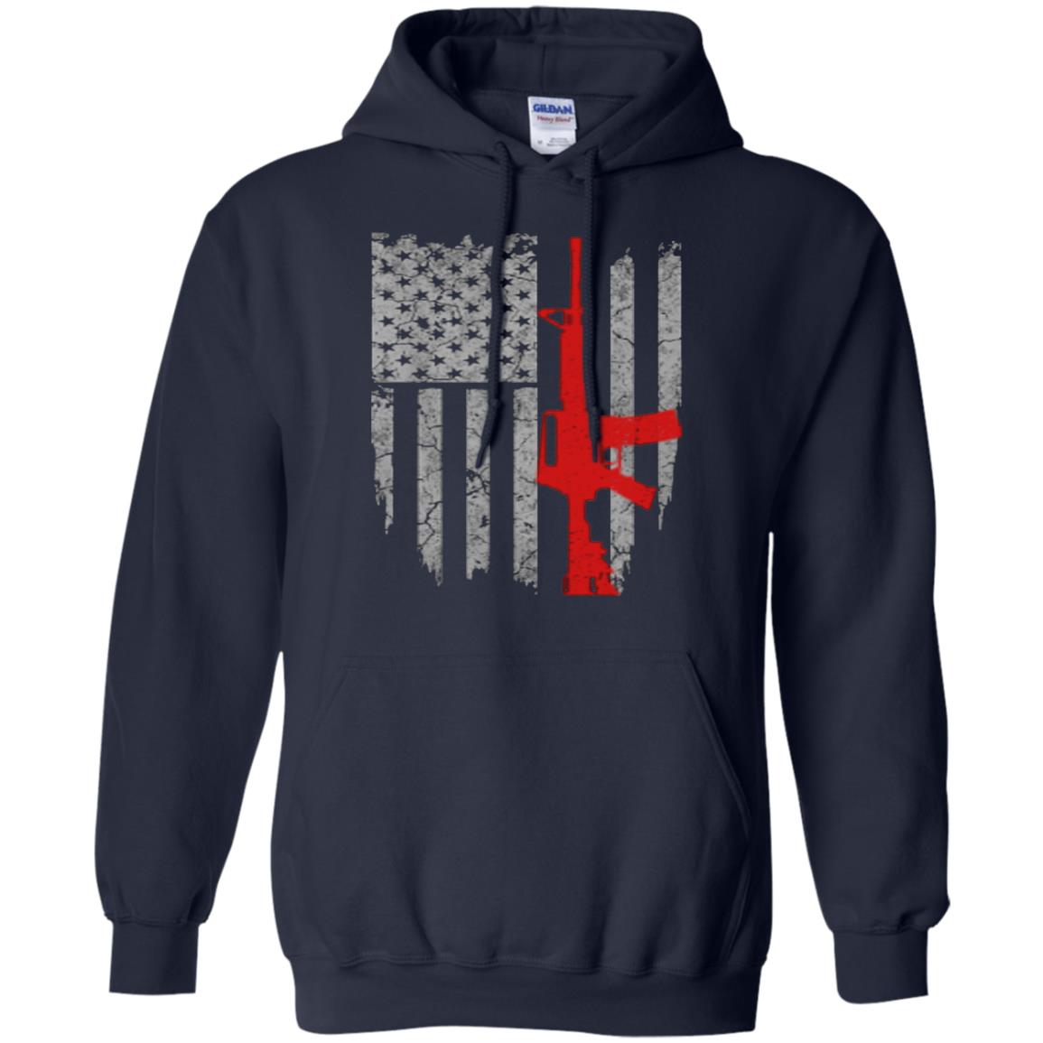 Hunting Lover T-shirt Gun Usa Flag Navy