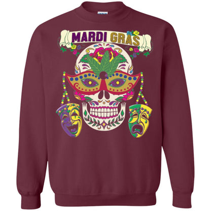 Mardi Gras Skull T-shirt Maroon