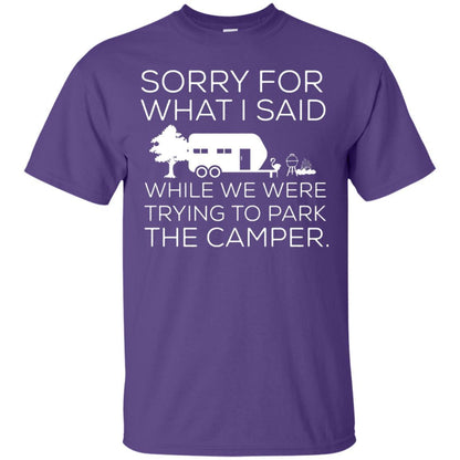 Camping T-shirt We Were Trying To Park The Camper Purple