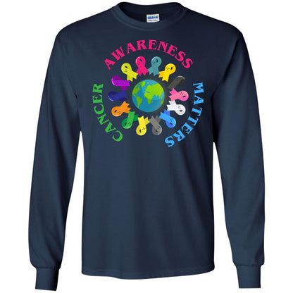 All Cancer Ribbons For All Cancer Awareness T-shirt Navy