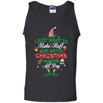 Christmas T-shirt I Just Want To Bake Stuff And Watch Christmas Movies Black