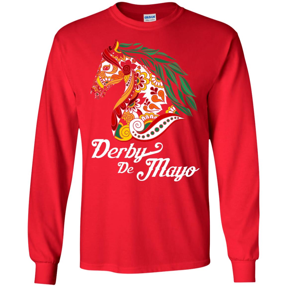 Derby Cinco De Mayo Floral Horse Race T-shirt Red