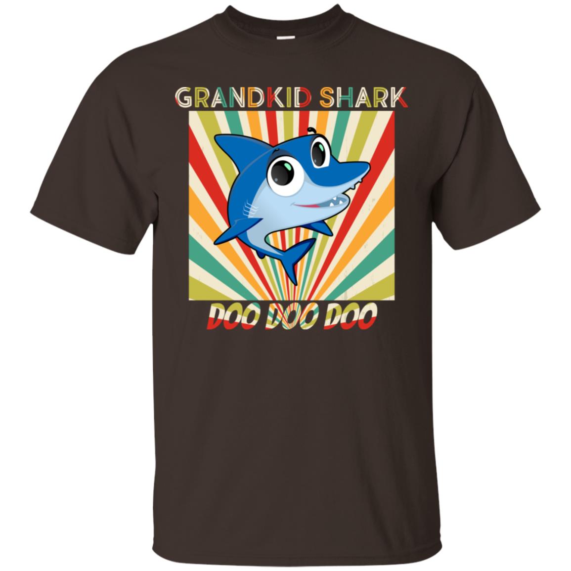 Grandkids Shark Doo Doo Doo Family Shark Gift Shirt Dark Chocolate
