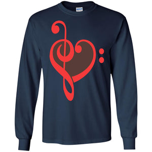 Heart Bass Clef Heart Music Lovers ShirtG240 Gildan LS Ultra Cotton T-Shirt