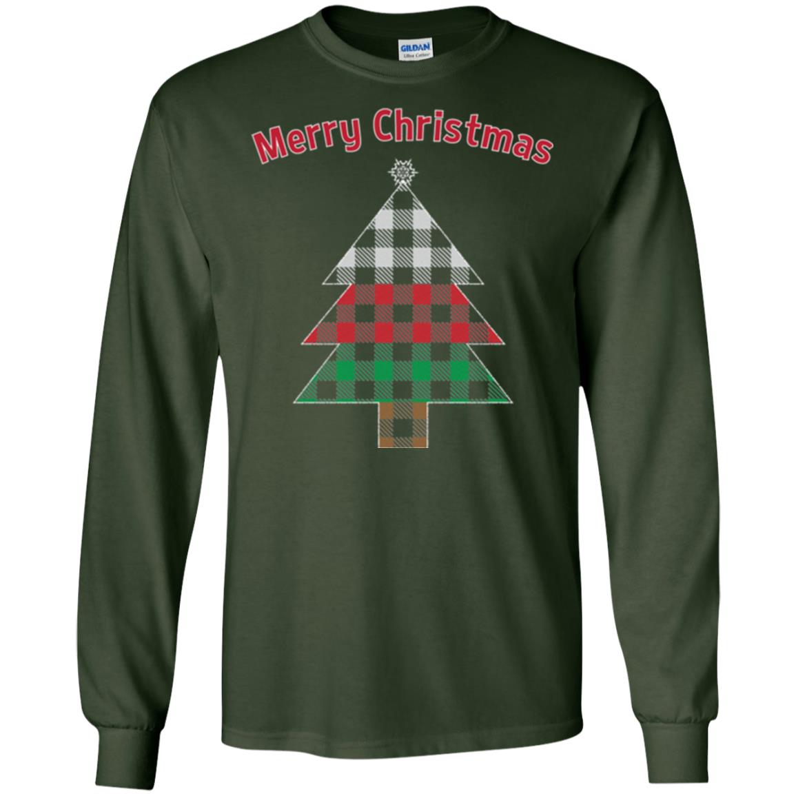 Unique Buffalo Plaid Tree Christmas Matching Pajama T-shirt Forest Green