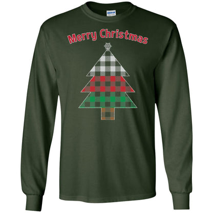 Unique Buffalo Plaid Tree Christmas Matching Pajama T-shirt Forest Green