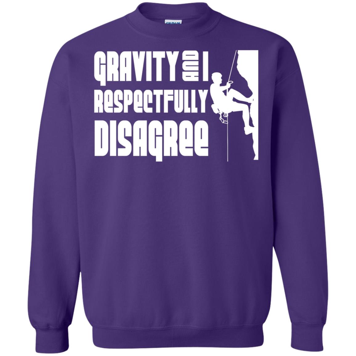 Funny Climbing T-shirt Gravity And I Disagree Purple
