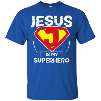 Jesus Is My Superhero Christian Movie Fan T-shirt Royal