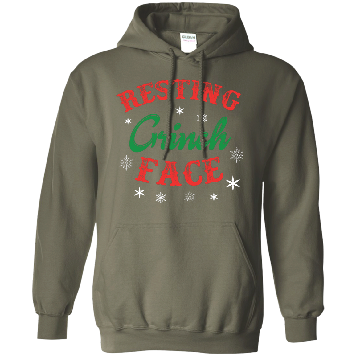 Christmas T-Shirt Resting Grinch Face Military Green