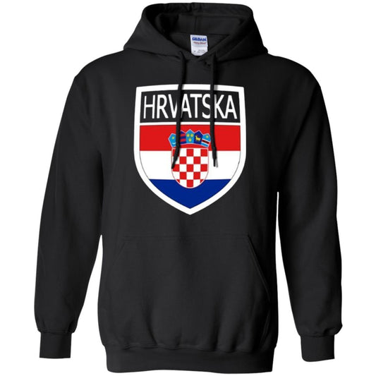 Croatia Shield T-shirt Hrvatska Patch Croatian Flag Badge Black