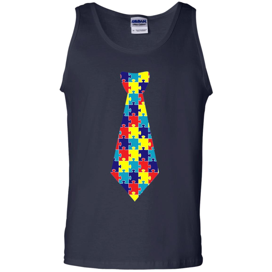 Autism Awareness T-shirt Puzzle Neck Tie 2018 Navy