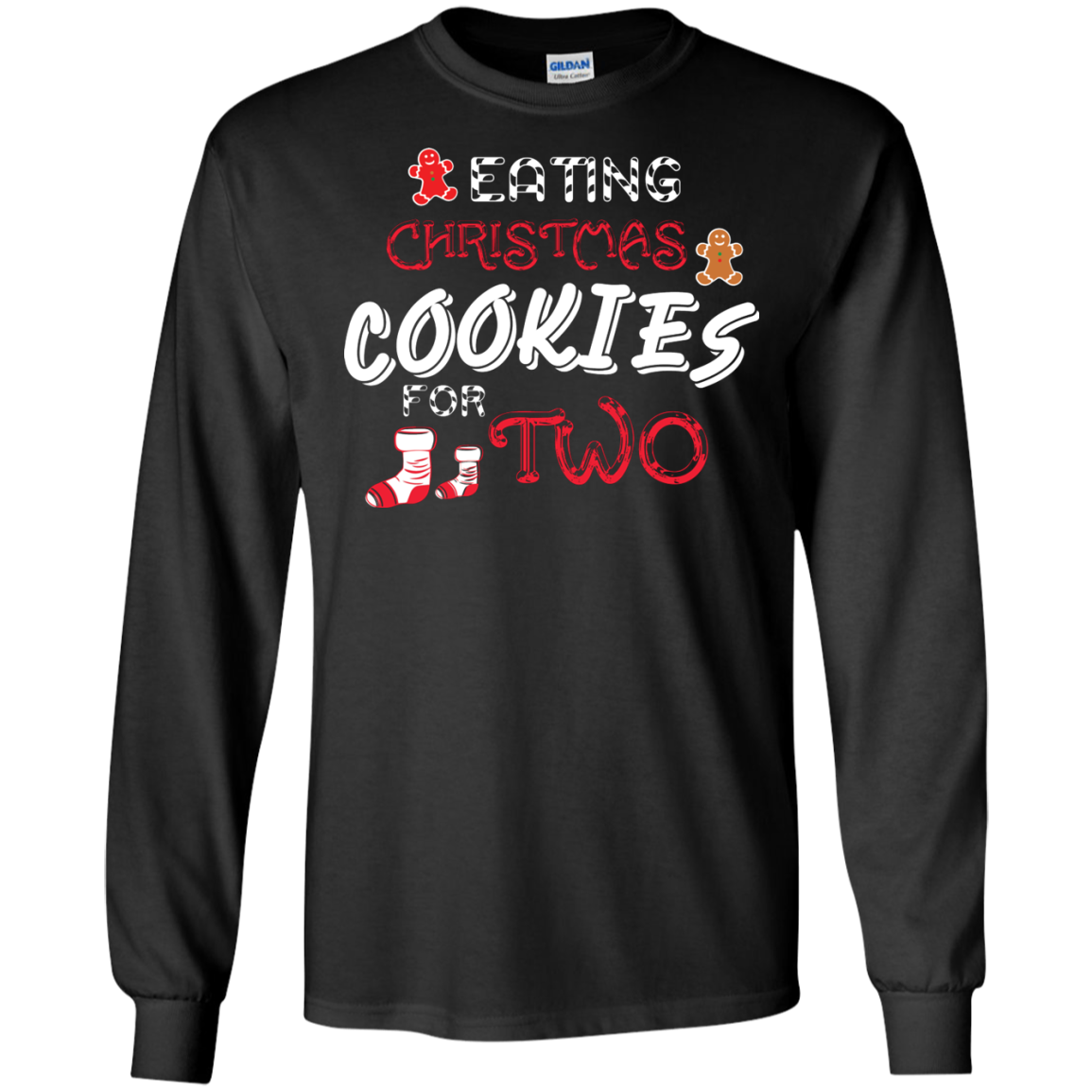 Christmas T-shirt Eating Christmas Cookies For Two Black