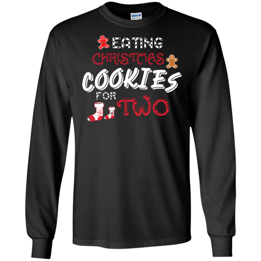 Christmas T-shirt Eating Christmas Cookies For Two Black