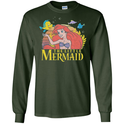 Cartoon T-shirt Mermaid Ariel Flounder Forest Green