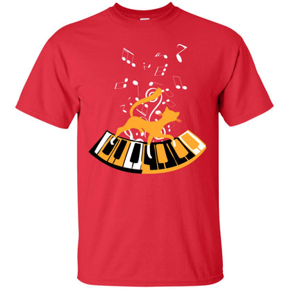 Cat Plays Piano Shirt For Mens Womens Red