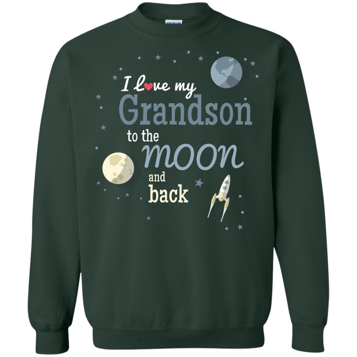 I Love My Grandson To The Moon And Back Grandparents Shirt Forest Green