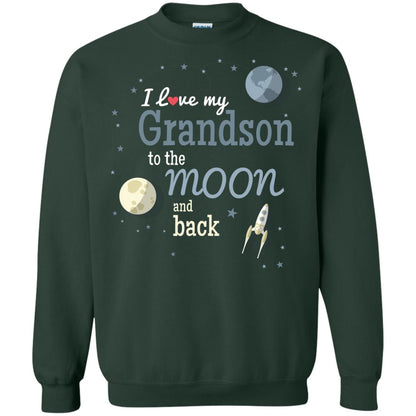 I Love My Grandson To The Moon And Back Grandparents Shirt Forest Green
