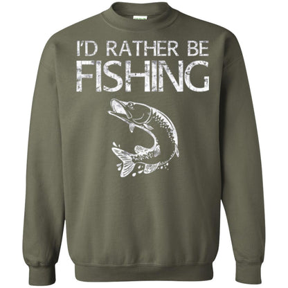 Fisherman T-shirt I'd Rather Be Fishing Military Green