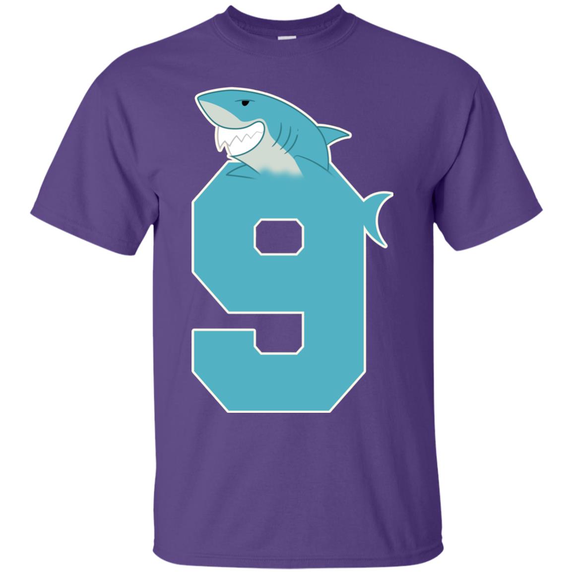 9th Birthday Shark Party Shirt Purple