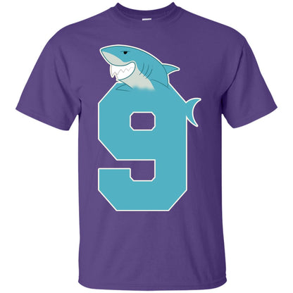 9th Birthday Shark Party Shirt Purple