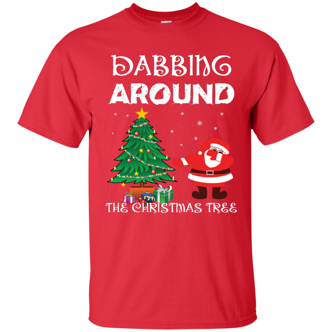 Christmas T-Shirt Dabbing Around The Christmas Tree Red