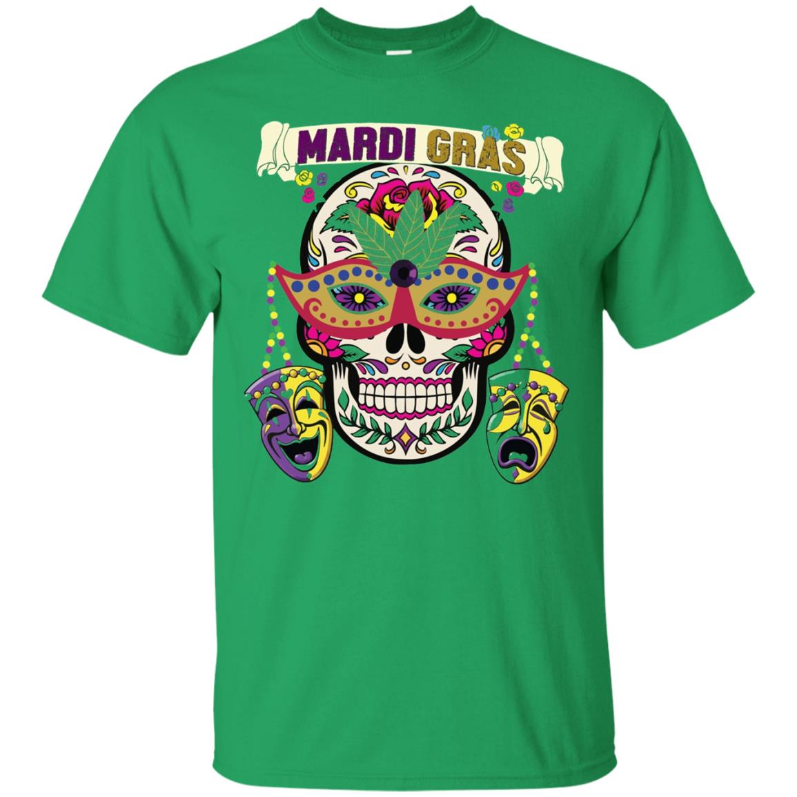 New Orleans Beads Skull Mardi Gras T-shirt Irish Green