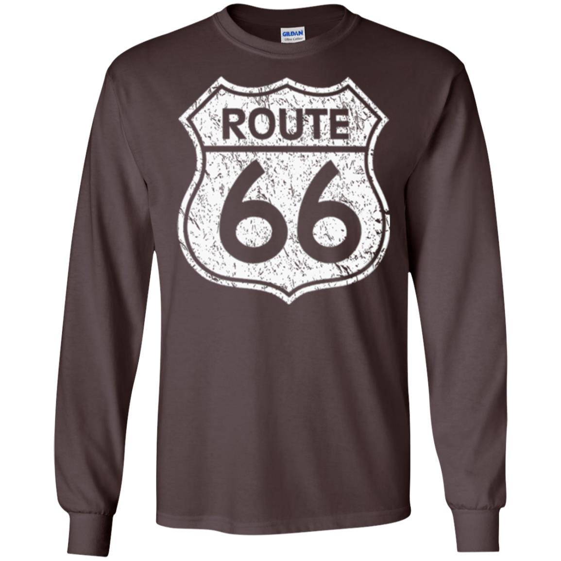 Historical Route 66 Distressed Vintage Look T-shirt Dark Chocolate