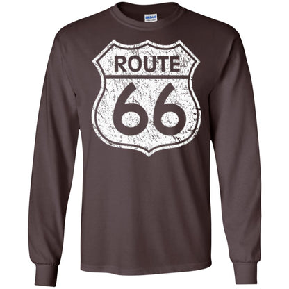 Historical Route 66 Distressed Vintage Look T-shirt Dark Chocolate
