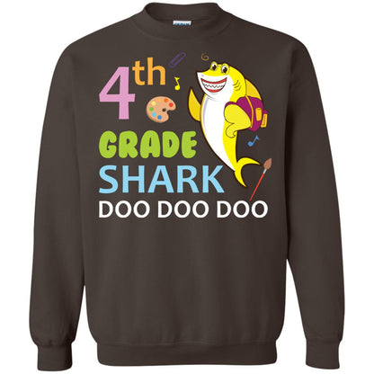 4th Grade Shark Doo Doo Doo Back To School T-shirt Dark Chocolate