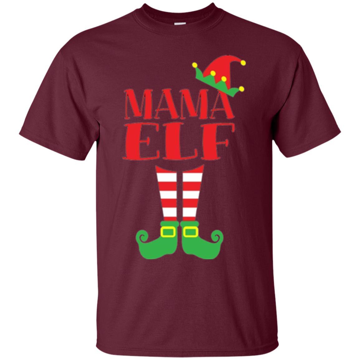 Family Christmas T-shirt Mama Elf T-shirt Maroon