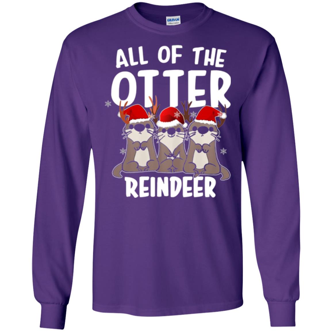 Christmas T-shirt All Of The Otter Reindeer Purple