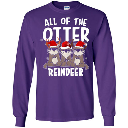 Christmas T-shirt All Of The Otter Reindeer Purple