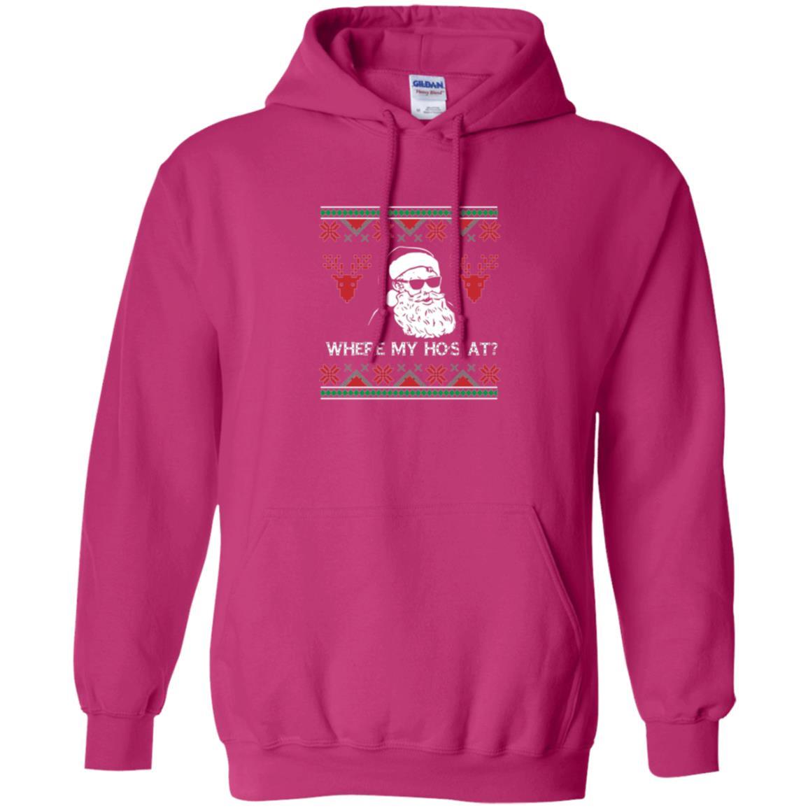 Christmas T-shirt Santa Claus Where My Hos At T-shirt Heliconia