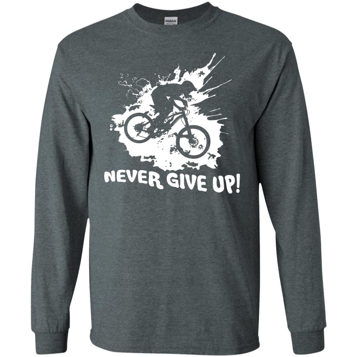 Biker T-shirt Never Give Up Dark Heather