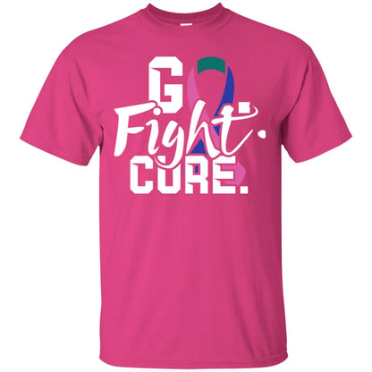 Thyroid Awareness Go Fight Cure Teal Pink Blue Ribbon Shirt Heliconia